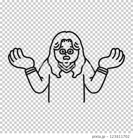 なぜ？　女性　線画 123811702