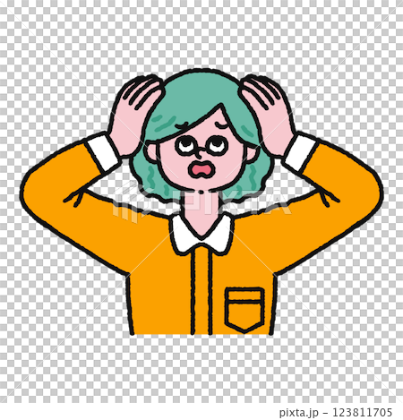 頭を抱える　女性 123811705