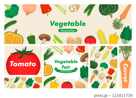 野菜背景のテンプレートセット_1 123811739