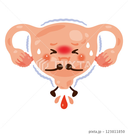 出血を起こす子宮のキャラクターイラスト 123811850