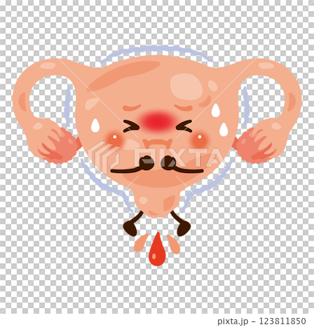 出血を起こす子宮のキャラクターイラスト 123811850