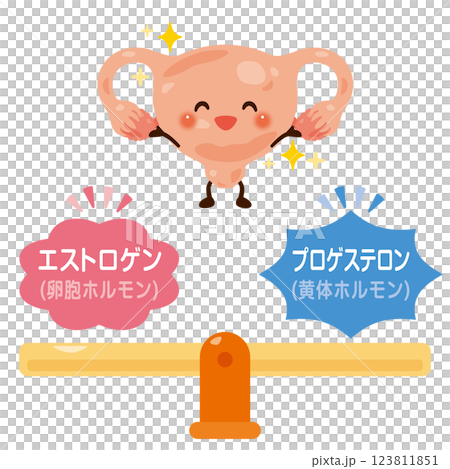 ホルモンバランスが整った子宮のキャラクターイラスト 123811851