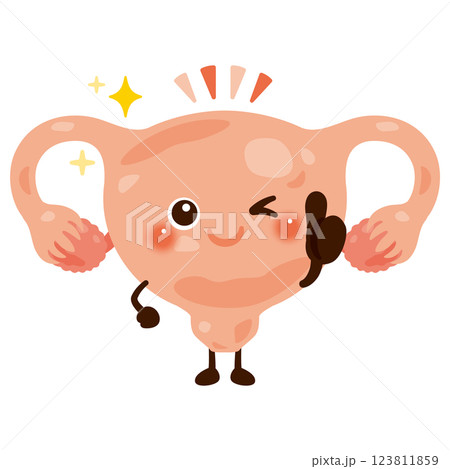 グッドサインを出す子宮のキャラクターイラスト グッドサインを出す子宮のキャラクターイラスト 123811859