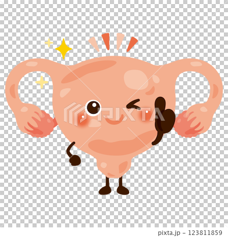 グッドサインを出す子宮のキャラクターイラスト グッドサインを出す子宮のキャラクターイラスト 123811859