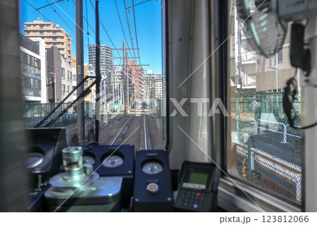 Inside a Train Cabin Overlooking Urban Railroad Tracks, Tokyo Dec 6 2024 Inside a Train Cabin Overlooking Urban Railroad Tracks, Tokyo Dec 6 2024 123812066