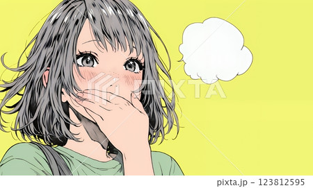 失言をして恥ずかしくて思わず口を手で覆っている若い女性