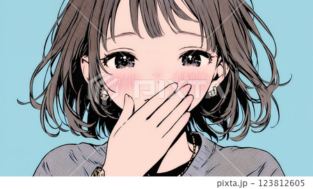 失言をして恥ずかしくて思わず口を手で覆っている若い女性