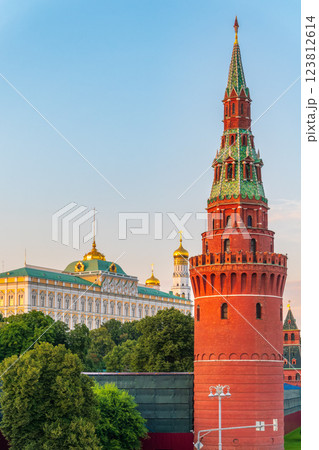 Vodovzvodnaya Tower at southwestern corner of Moscow Kremlin, overlooking Moscow River. Moscow, Russia Vodovzvodnaya Tower at southwestern corner of Moscow Kremlin, overlooking Moscow River. Moscow, Russia 123812614