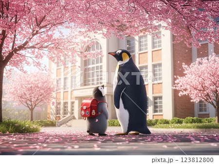 初めての小学校一年生 ペンギン達の春の新入学 初めての小学校一年生 ペンギン達の春の新入学 123812800