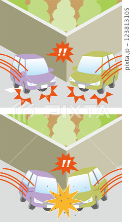 交通安全<交差点での出会い頭の事故・車同士> 交通安全<交差点での出会い頭の事故・車同士> 123813105