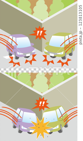 交通安全<交差点での出会い頭の事故・車同士> 交通安全<交差点での出会い頭の事故・車同士> 123813105