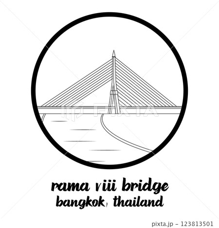 Circle Icon King Rama VIII Bridge. Vector Illustration 123813501