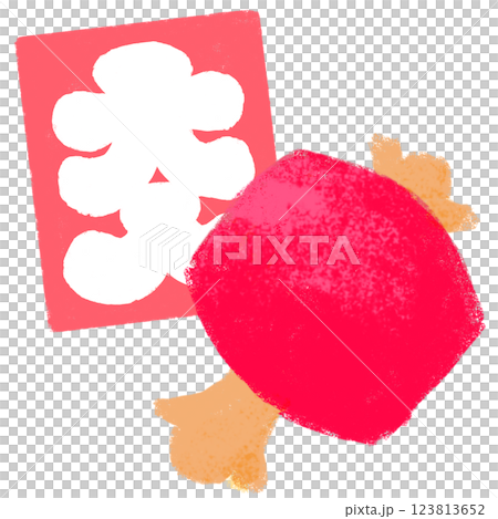 Simple illustration, crayon touch, large bag and mallet 123813652