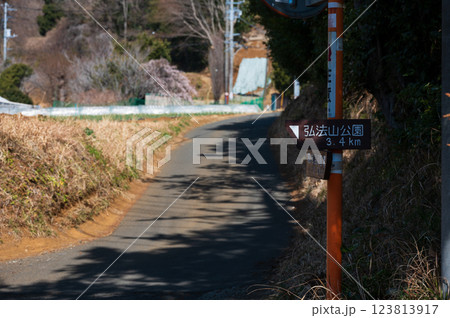 弘法山公園への道　鶴巻温泉　田舎の風景 123813917