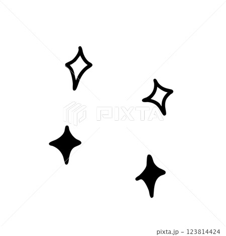 シンプルな手描きのあしらい　モノクロのキラキラ 123814424