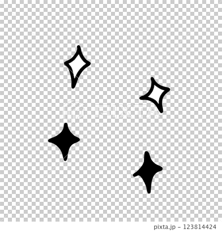 シンプルな手描きのあしらい　モノクロのキラキラ 123814424