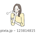 落ち込んで、ため息をつく女性 123814815