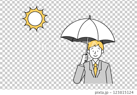 Vector illustration of a male office worker holding a parasol Salaryman Parasol boy 123815124