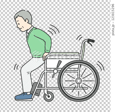 Elderly man trying to get up from a wheelchair 123815296