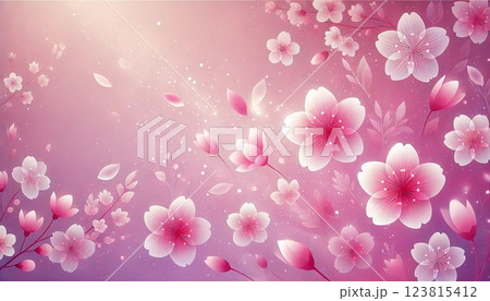 ローズピンクの光と桜の夢 123815412