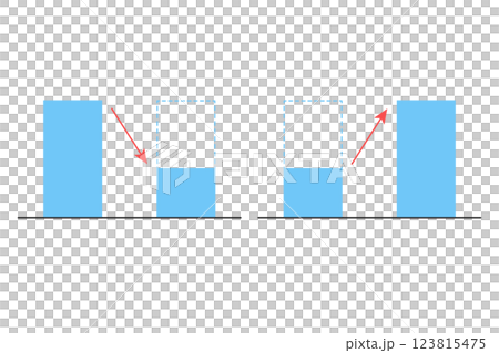 Illustration of a decreasing and increasing bar graph 123815475