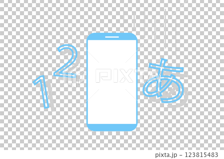 目の疲れでスマホの文字や数字がかすむイメージイラスト 123815483