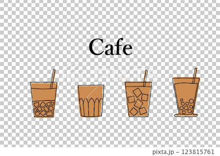 カフェ 喫茶店 イラスト コールドドリンク 単色 カフェ 喫茶店 イラスト コールドドリンク 単色 123815761