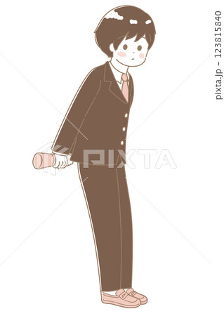 高校生の男の子が卒業証書を筒に入れて持って入る可愛いセピア調のイラスト 卒業式のイラスト 高校生の男の子が卒業証書を筒に入れて持って入る可愛いセピア調のイラスト 卒業式のイラスト 123815840