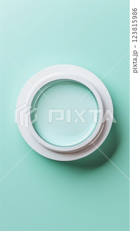 Flat lay jar cream skin care soft blue isolated background 123815986