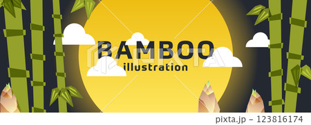 竹と月と筍の背景イラスト 123816174