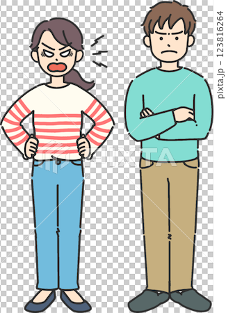 憤怒的年輕男女全身插畫 123816264