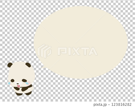 Laughing baby panda with speech bubble 123816282
