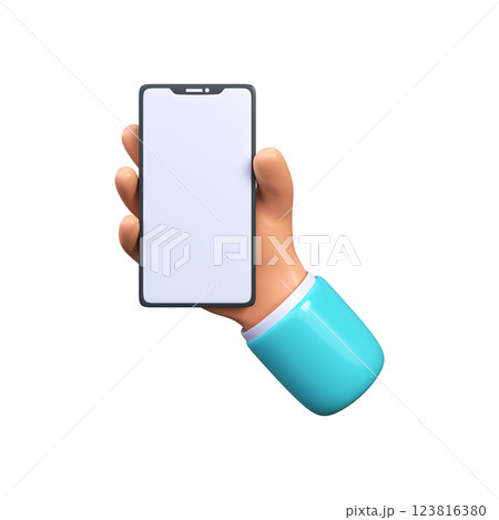 3d hand holding a smartphone 123816380