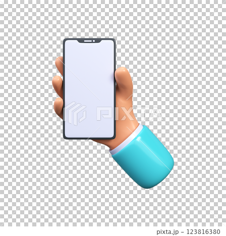 3d hand holding a smartphone 123816380