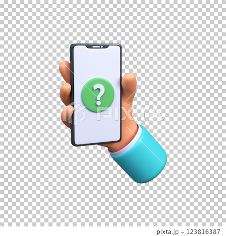 3d Mobile phone with Question mark  123816387