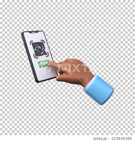 Payment by qr code from mobile phone, 3d style 123816388