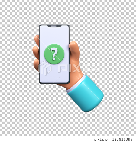 3d Phone in hand with a question mark 123816395