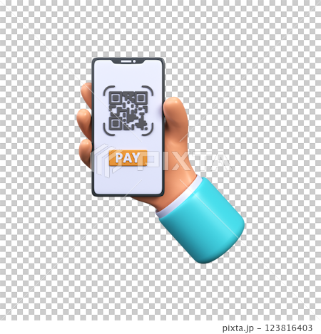 Scanning a QR code on a smartphone. QR code for payment. Scanning a QR code on a smartphone. QR code for payment. 123816403