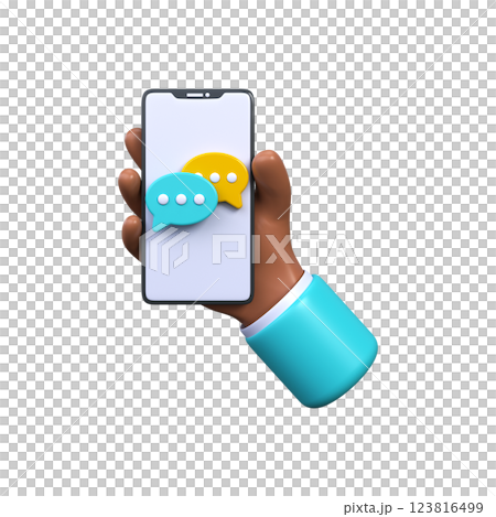 Online chat. Messaging with phone, 3d render 123816499
