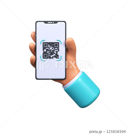 Scanning a QR code on a smartphone. qr code for payment. 123816504