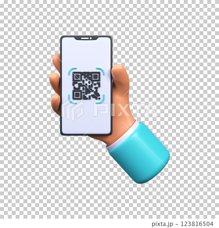 Scanning a QR code on a smartphone. qr code for payment. 123816504