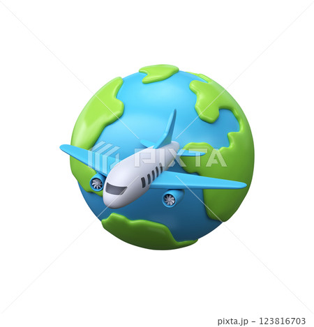3d Passenger plane flies around planet Earth. Tourism and travel concept 3d Passenger plane flies around planet Earth. Tourism and travel concept 123816703