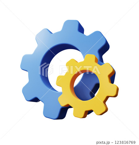 Settings icon. Gear. 3d render 123816769