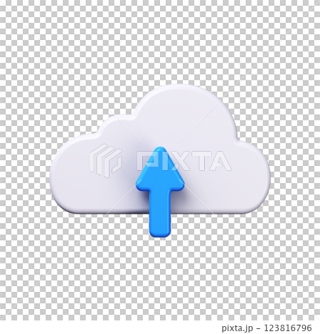 Cloud storage symbol. Upload 3D icon 123816796