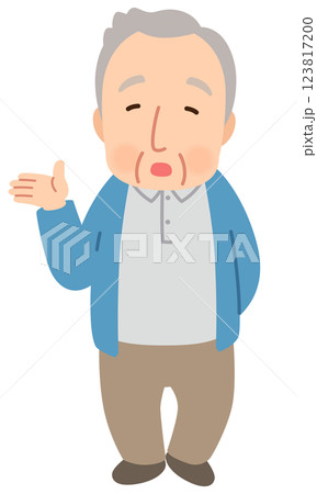 高齢男性　表情ポーズ　シニア　高齢者　後期高齢者 123817200