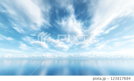 Serene cloudscape over calm river reflecting sky beauty. ai generative 123817684
