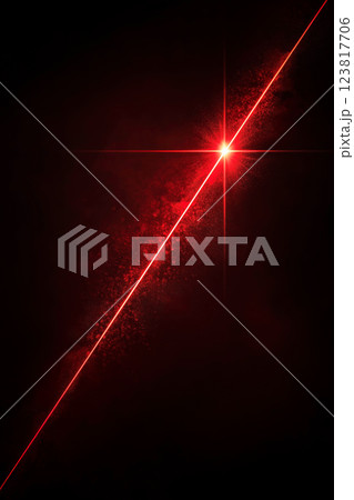 黒背景に輝く赤いレーザー光 黒背景に輝く赤いレーザー光 123817706