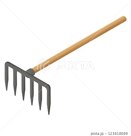 Garden Rake gardening tool isometric 123818089