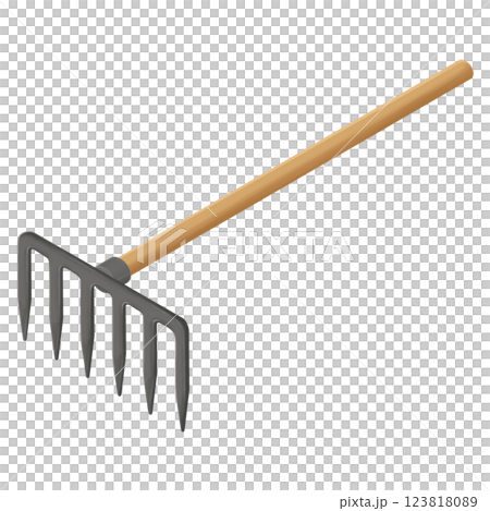 Garden Rake gardening tool isometric 123818089