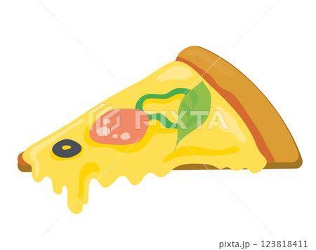 チーズがとろける美味しそうなピザのイラスト チーズがとろける美味しそうなピザのイラスト 123818411